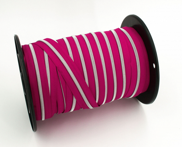 Endlosreißverschluss metallisiert fuchsia/ silber (1m)